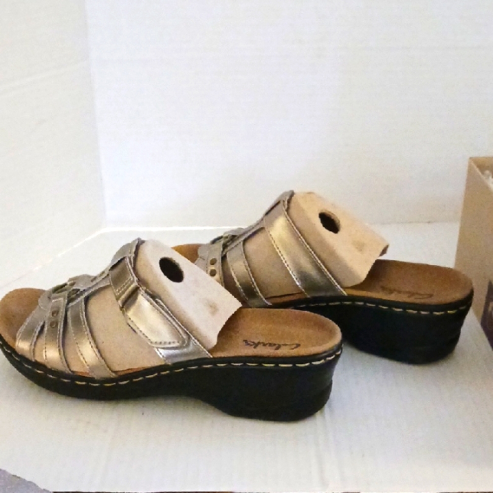 Clarks Silver Pewter Mules with Comfort Sole Lexi Jasmine Style Size 7